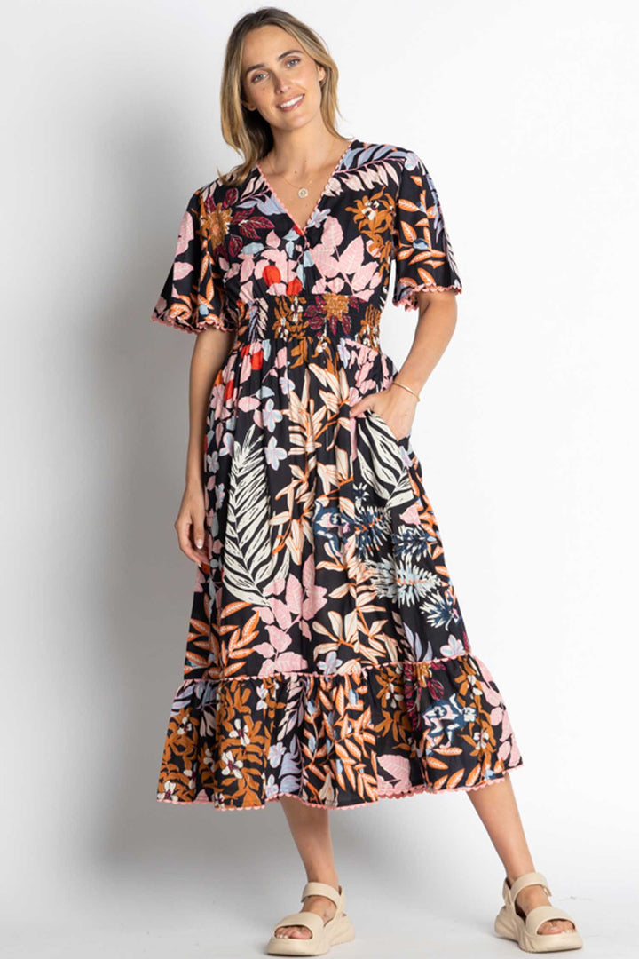 Yohana Printed Midi Dress