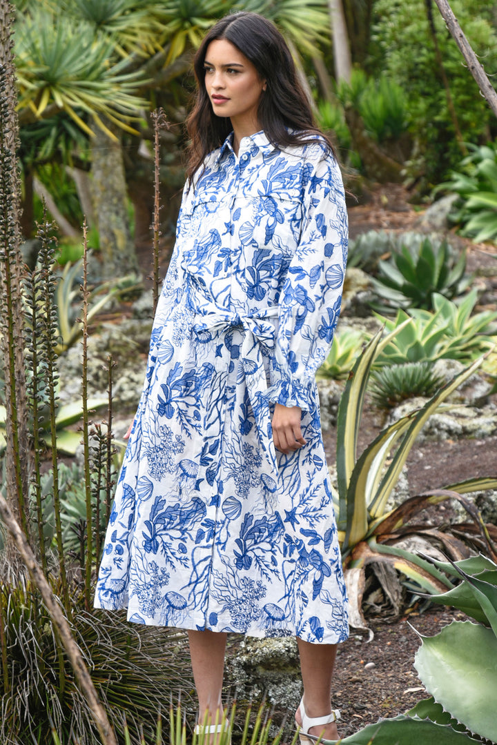 Yokelore Dress in Blue White