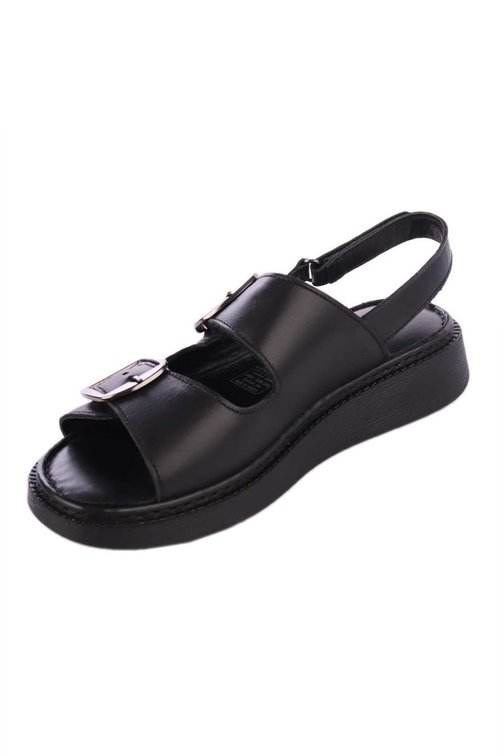 Zadie Velcro Strap Sandals in Black