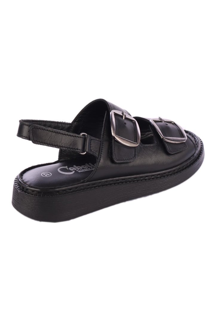 Zadie Velcro Strap Sandals in Black