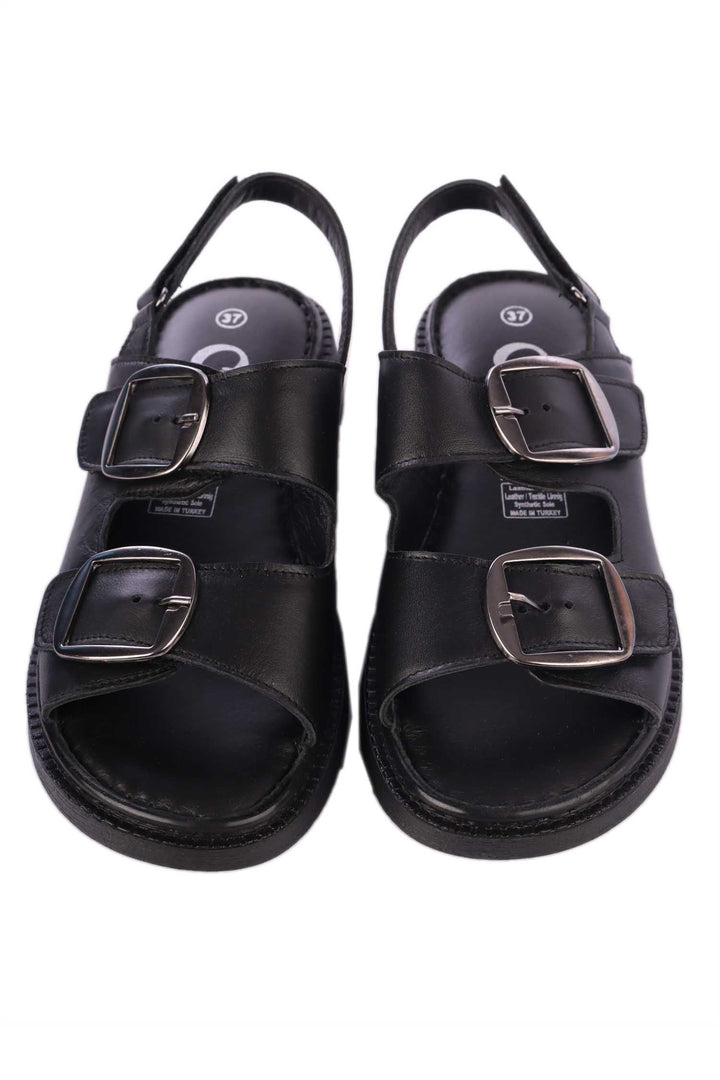 Zadie Velcro Strap Sandals in Black