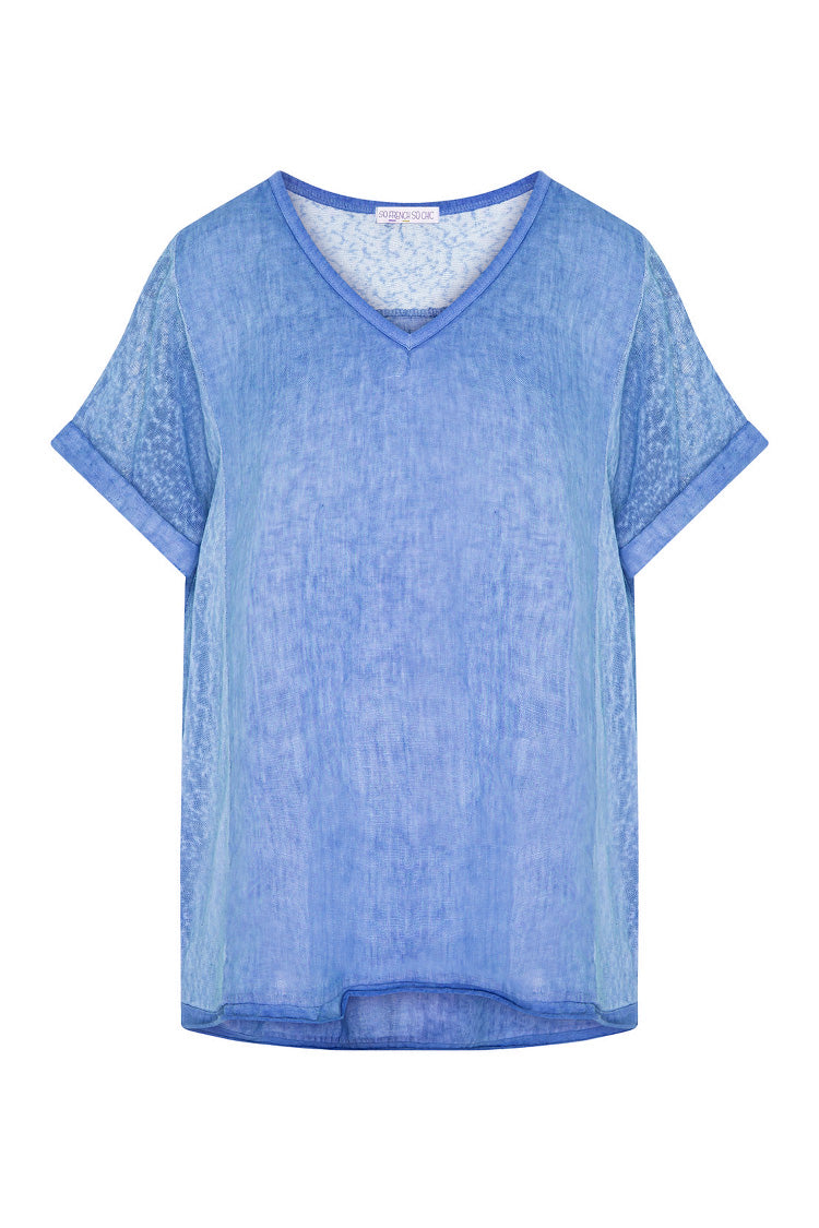 Zara Linen Tee in Azzoro