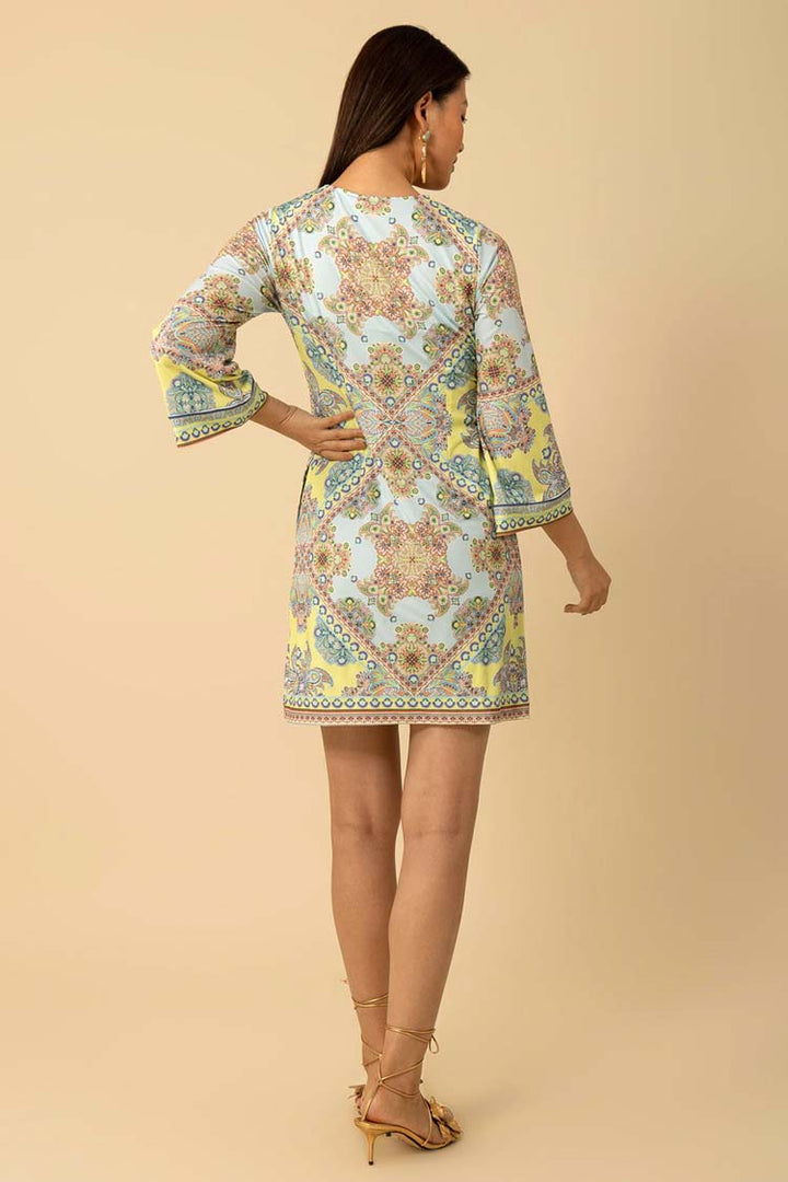 Hale Bob Women's ZARIAH Mini Dress In Turquoise Pattern 4YAS610B Col TUR
