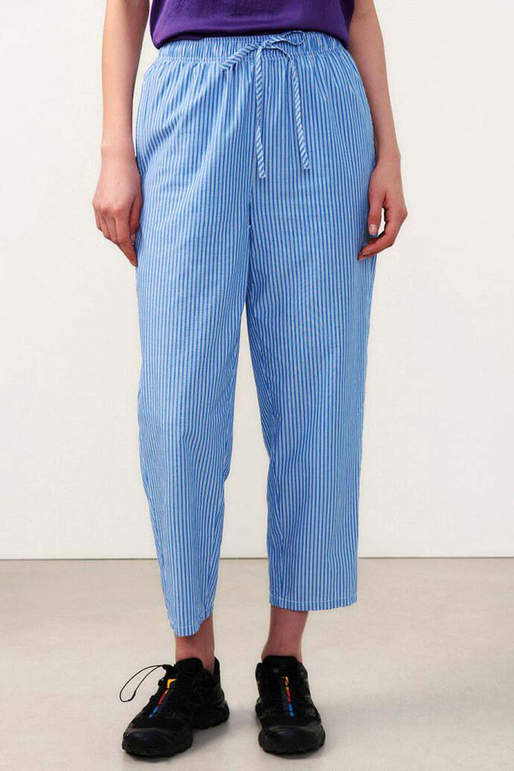 Zatybay Carrot Cut Trousers in Aqua Stripes