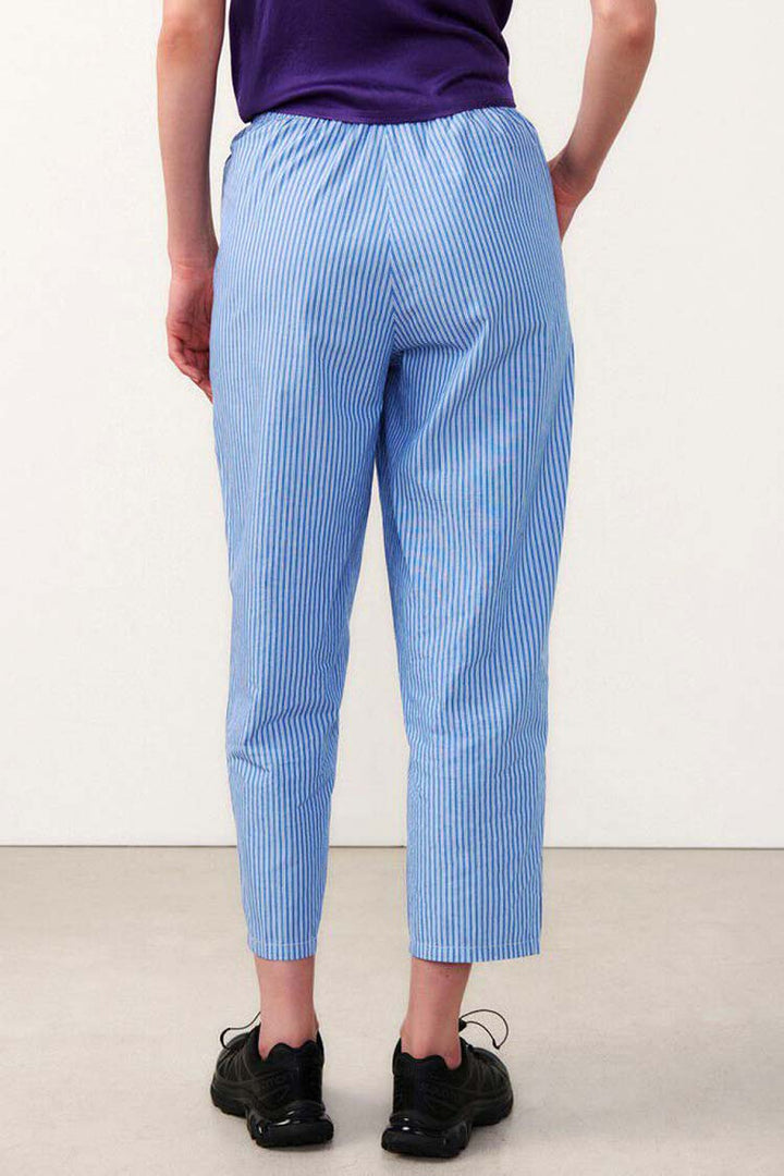 Zatybay Carrot Cut Trousers in Aqua Stripes