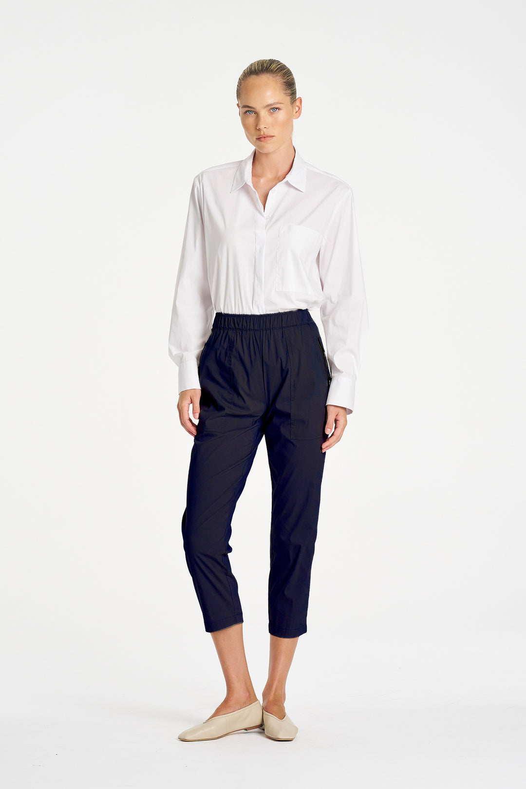 Zip Tapered Pant in French Navy
