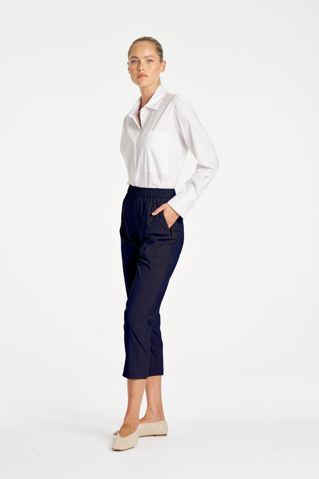 Zip Tapered Pant in French Navy