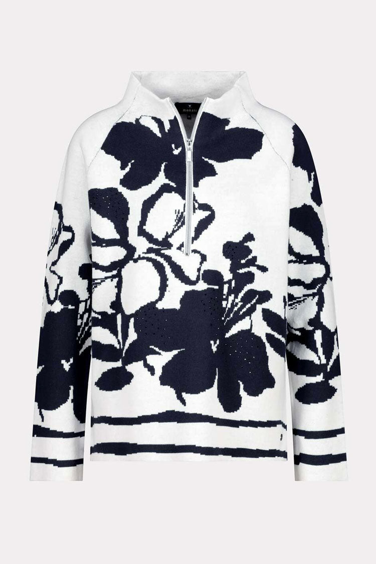Zip Front Jumper with Floral Pattern