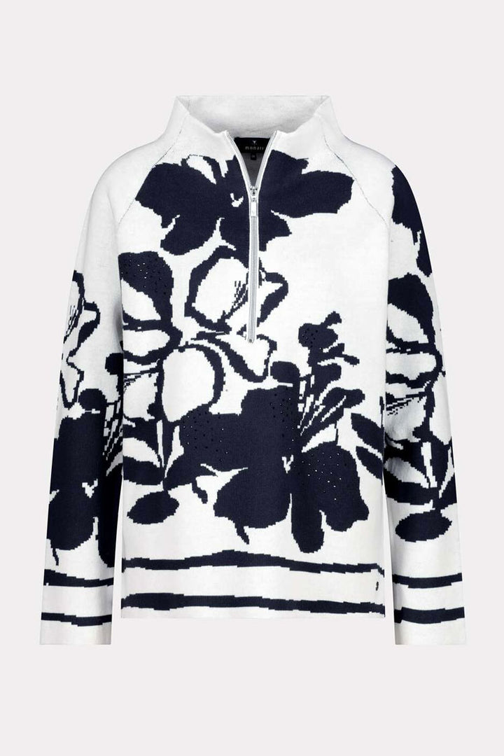 Zip Front Jumper with Floral Pattern