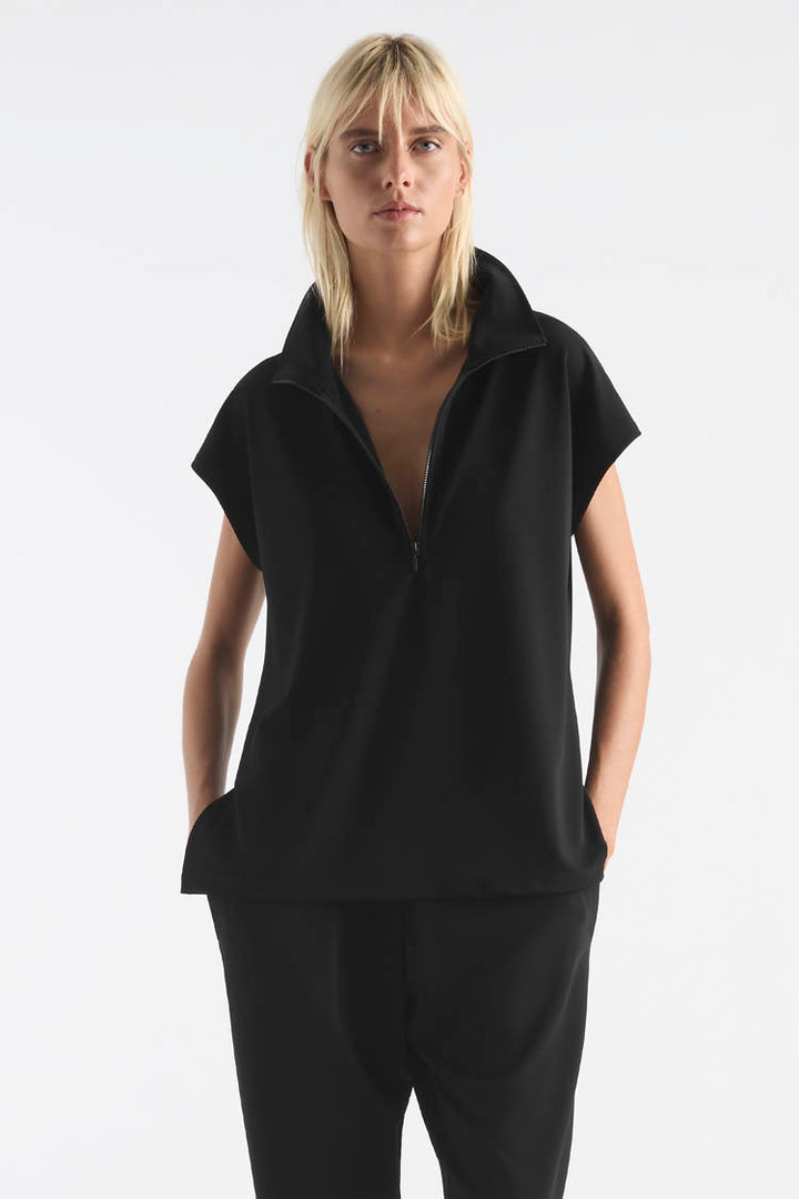 Zip Front Shell in Black