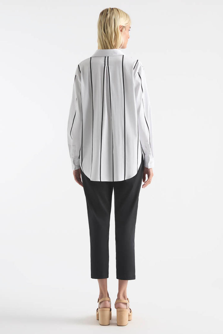 Zip Front Shirt in Mono Stripe