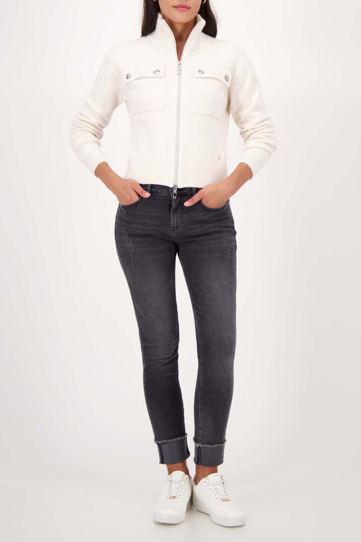 Zip Knit Jacket in Almond