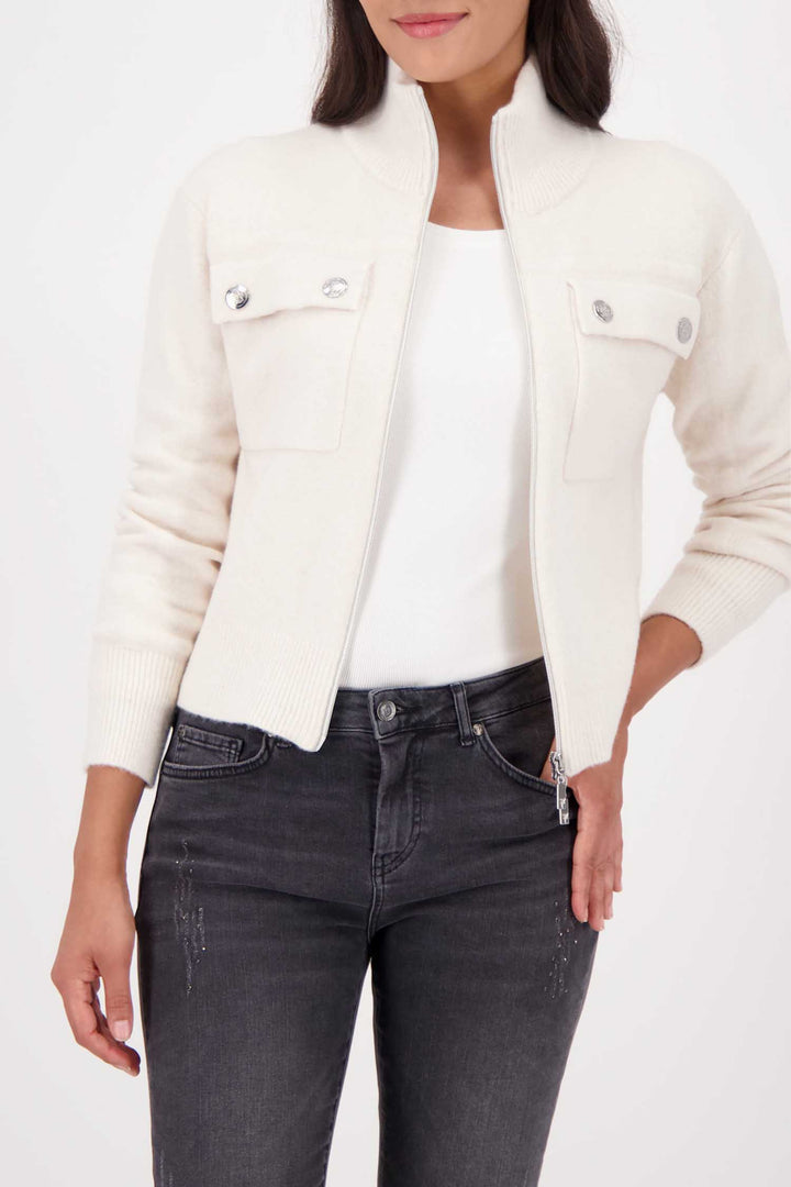 Zip Knit Jacket in Almond