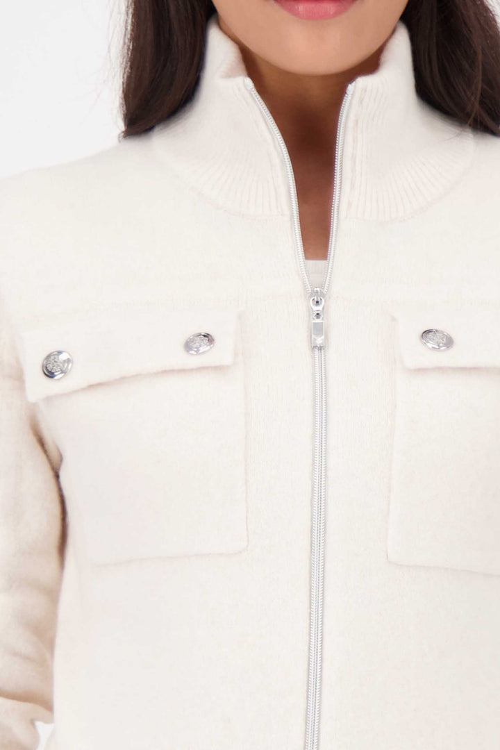 Zip Knit Jacket in Almond