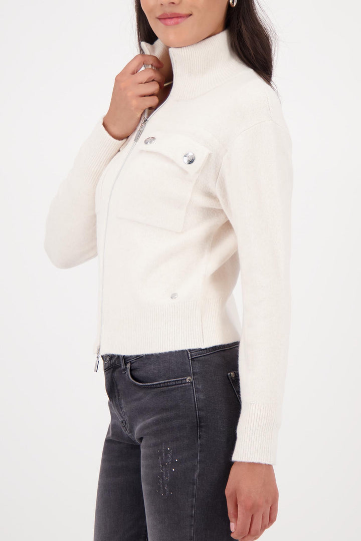 Zip Knit Jacket in Almond