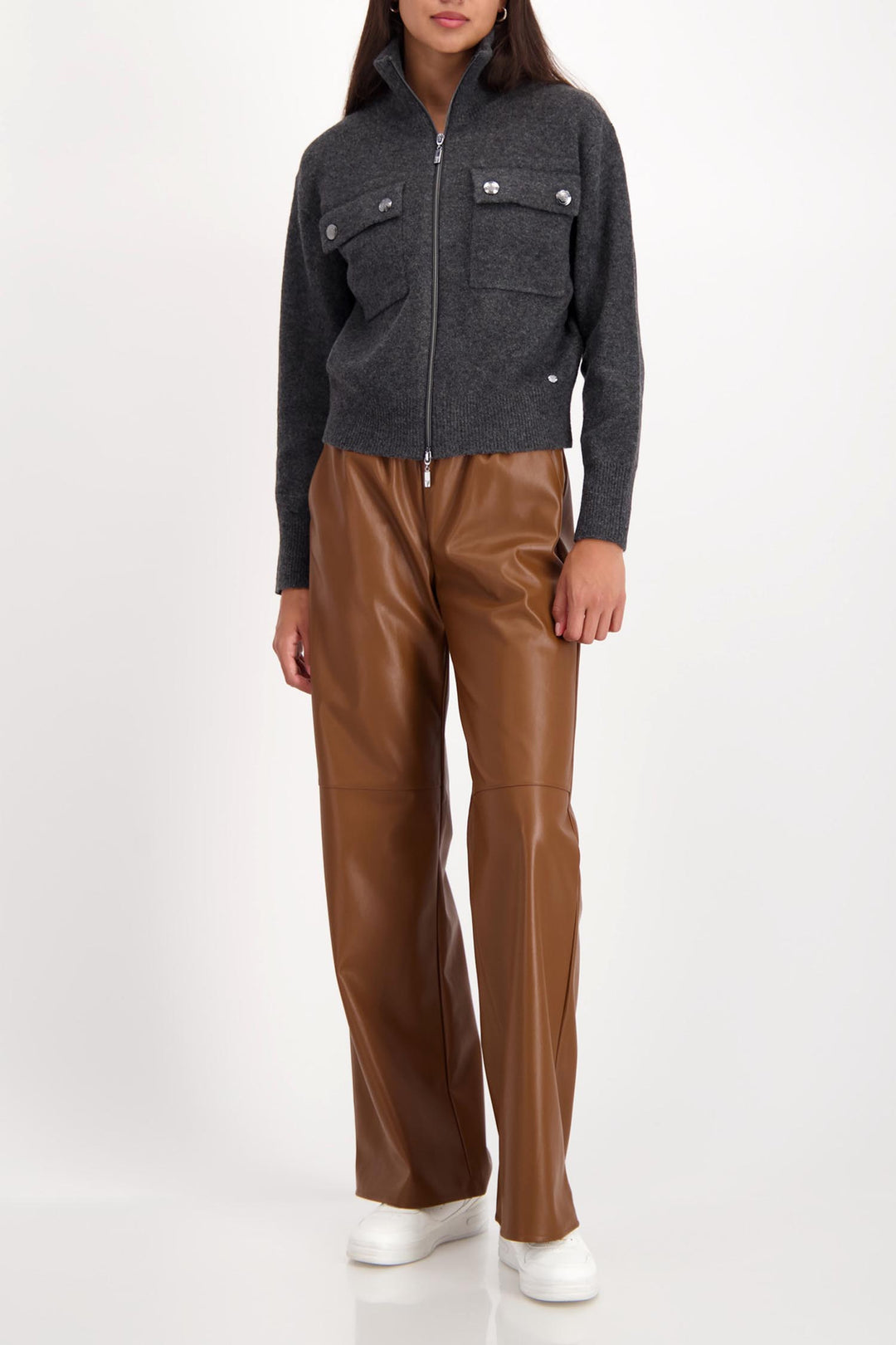 Zip Knit Jacket in Anthra Melange