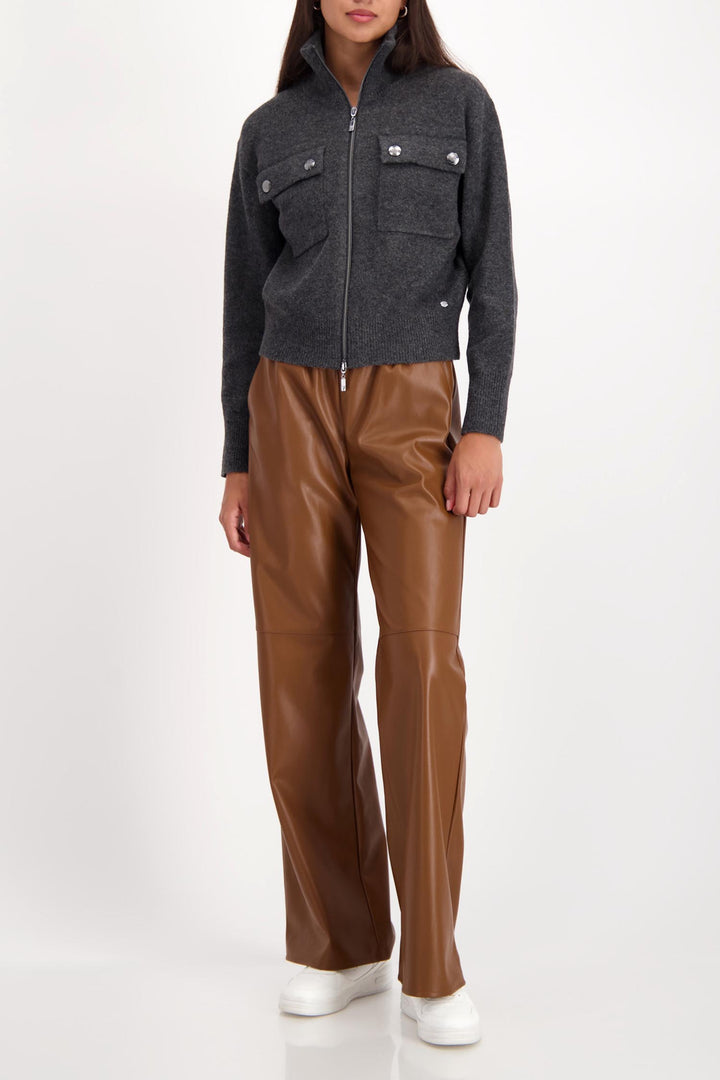 Zip Knit Jacket in Anthra Melange