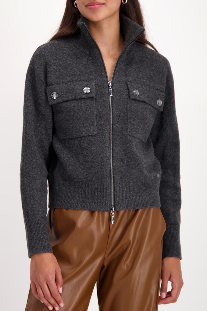 Zip Knit Jacket in Anthra Melange