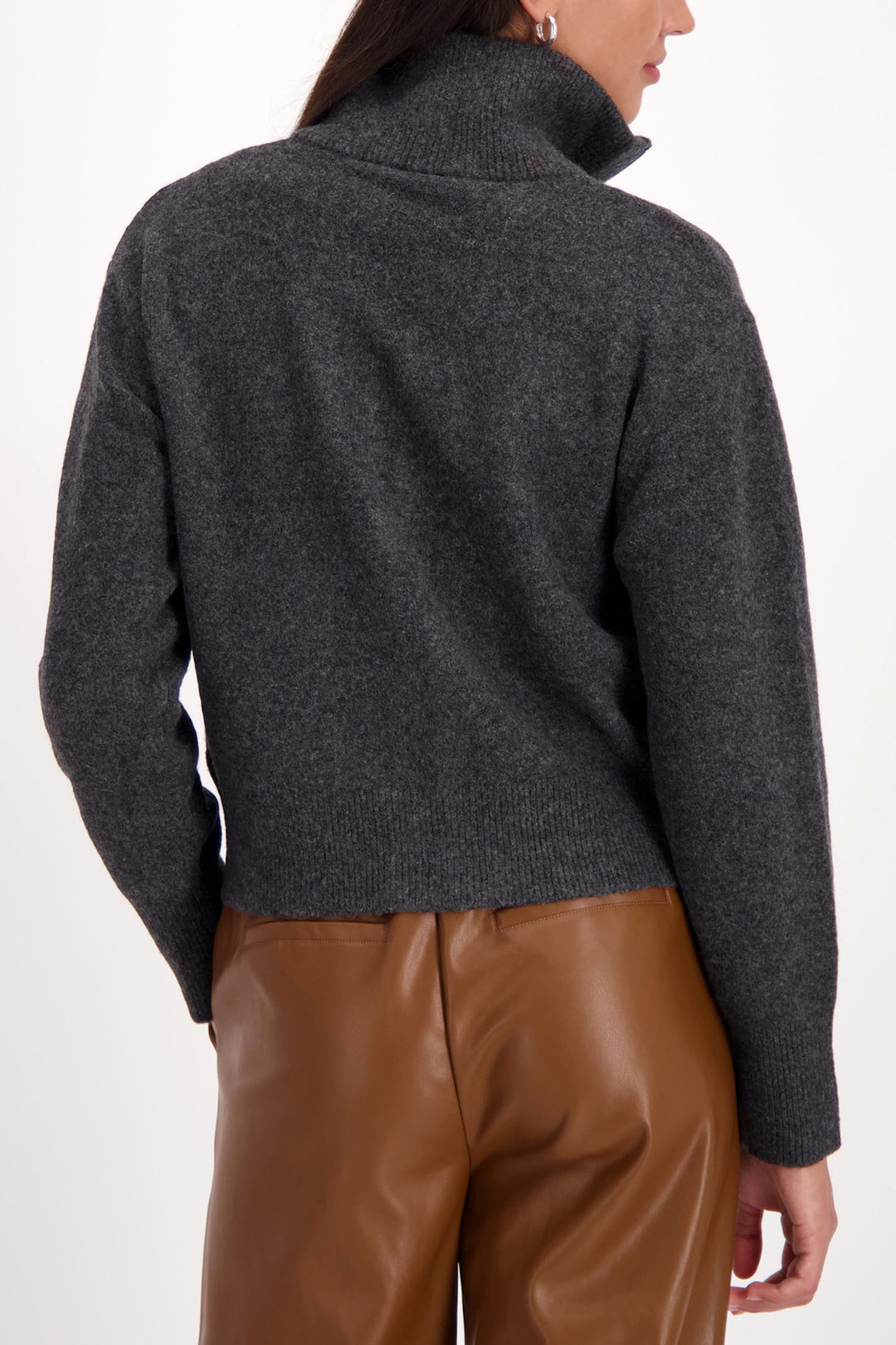 Zip Knit Jacket in Anthra Melange