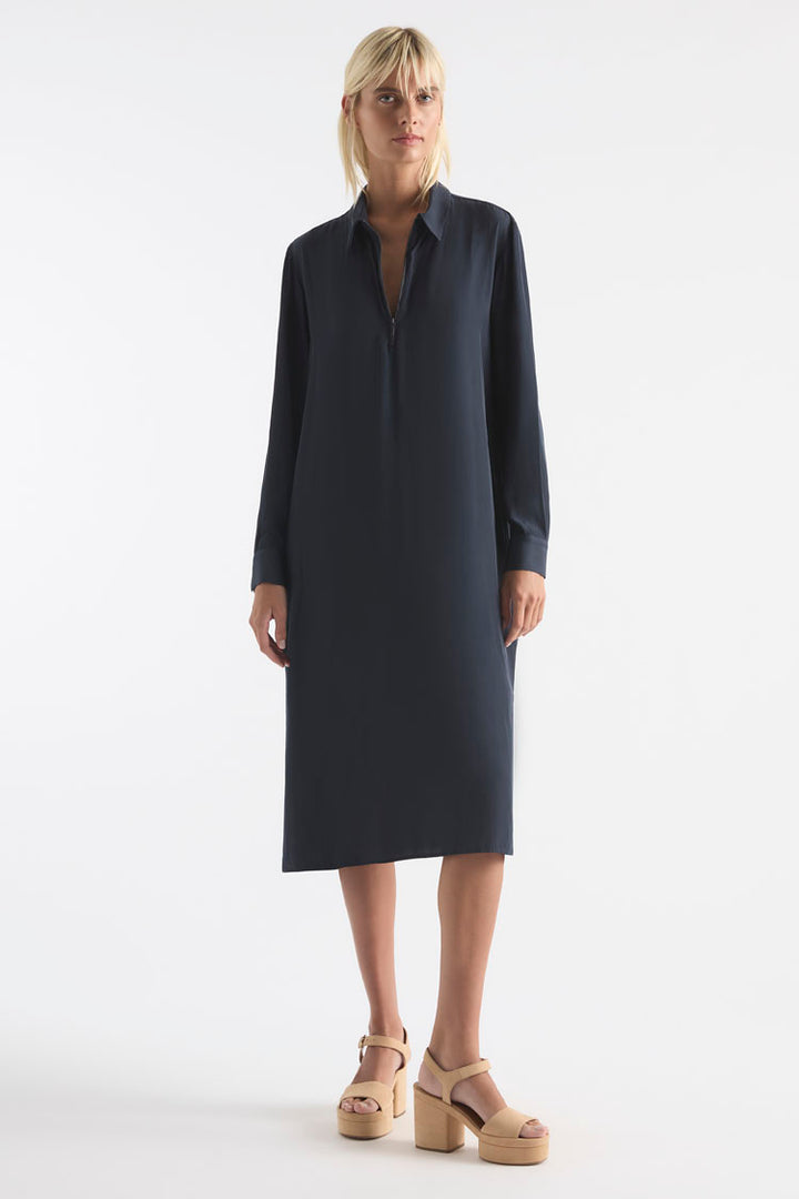 Zip Wedge Dress in Midnight