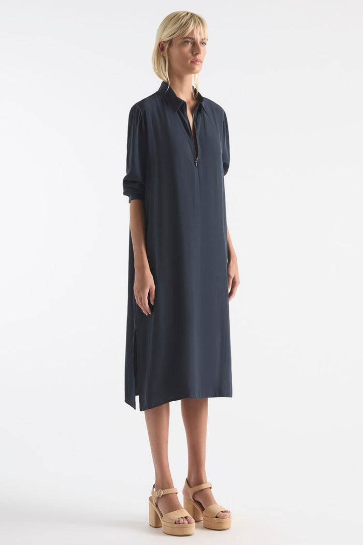 Zip Wedge Dress in Midnight