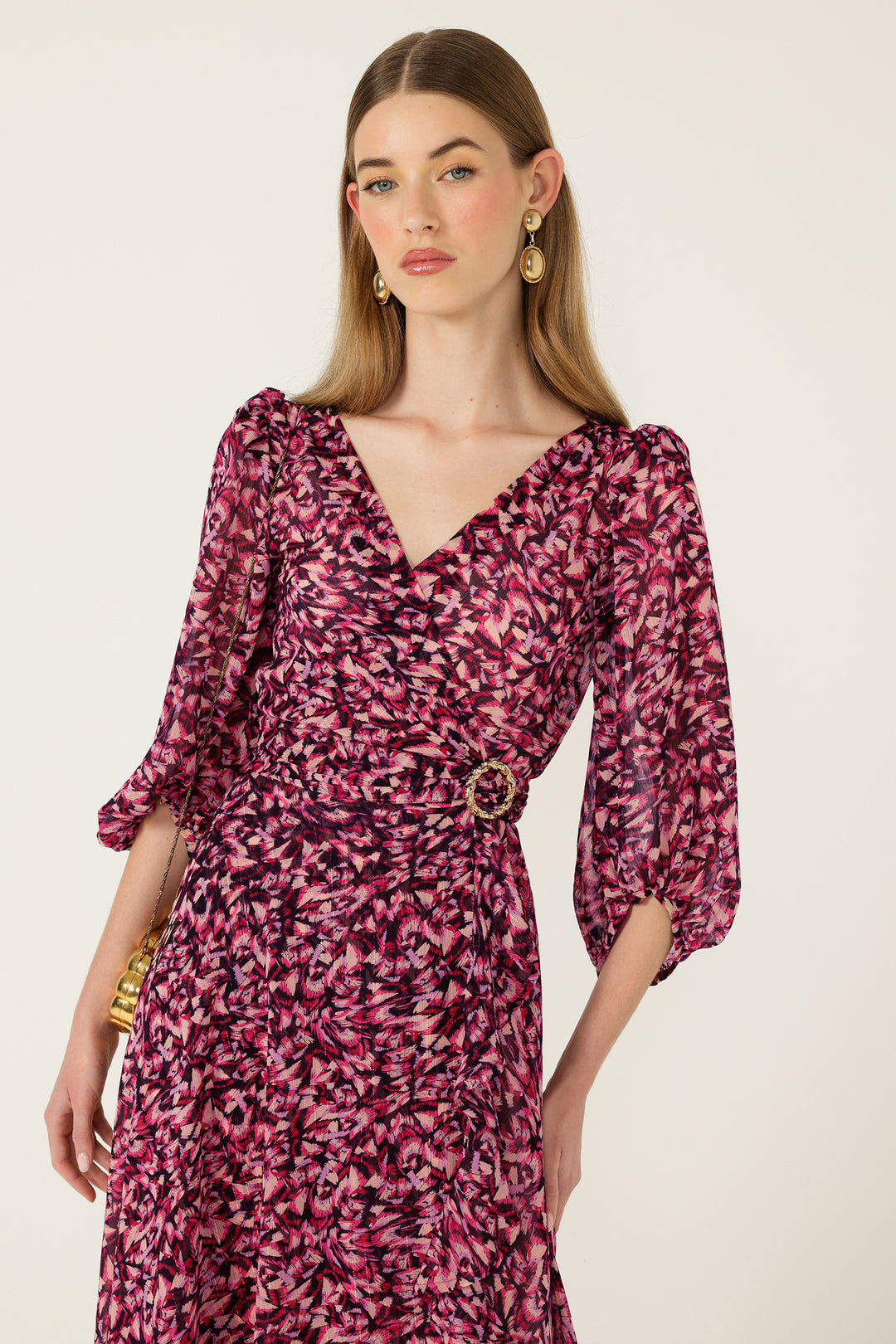Zora Wrap Dress in Pink Lilac Feather