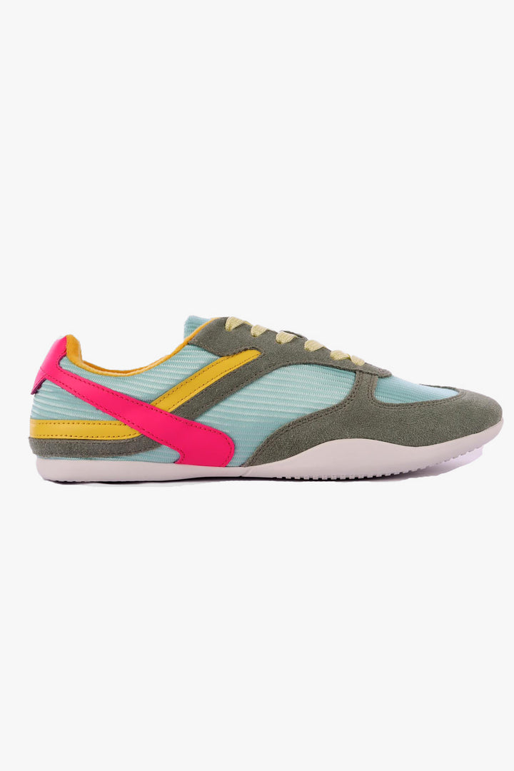 Zoya Fabric Lace Up Flat Sneakers in Bright