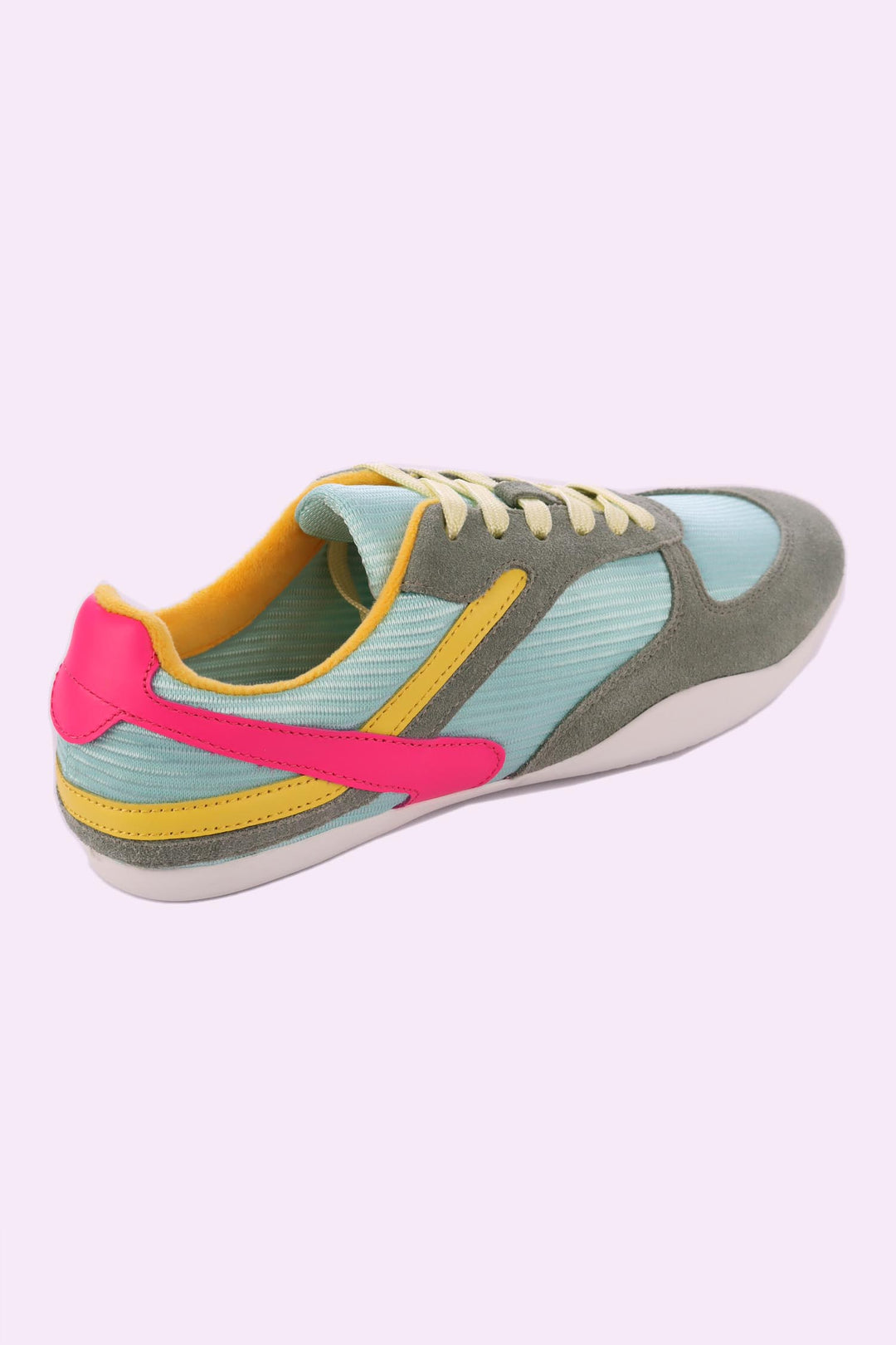 Zoya Fabric Lace Up Flat Sneakers in Bright