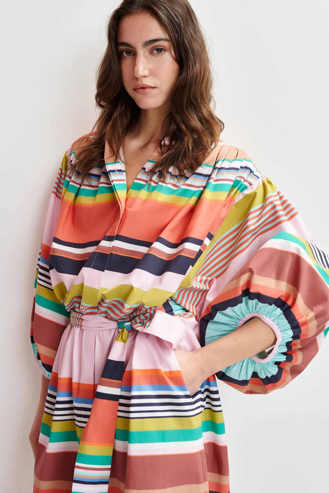 Hoklahoma Oversize Striped Shirt Dress