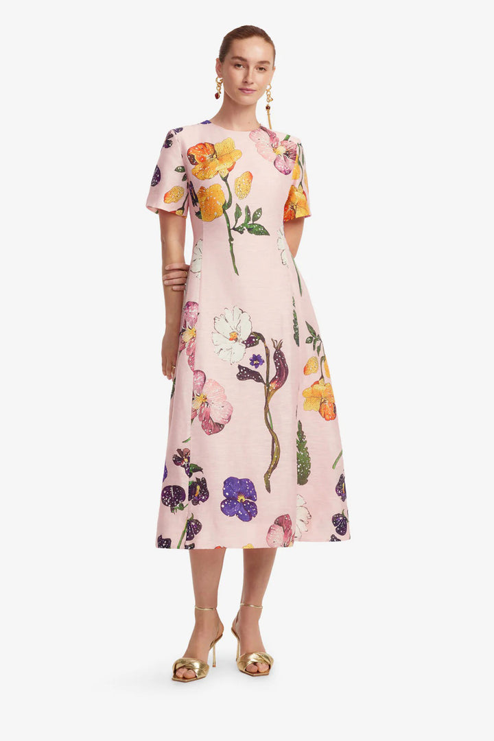 Caroline Short Sleeve Midi Dress in Wildbloom