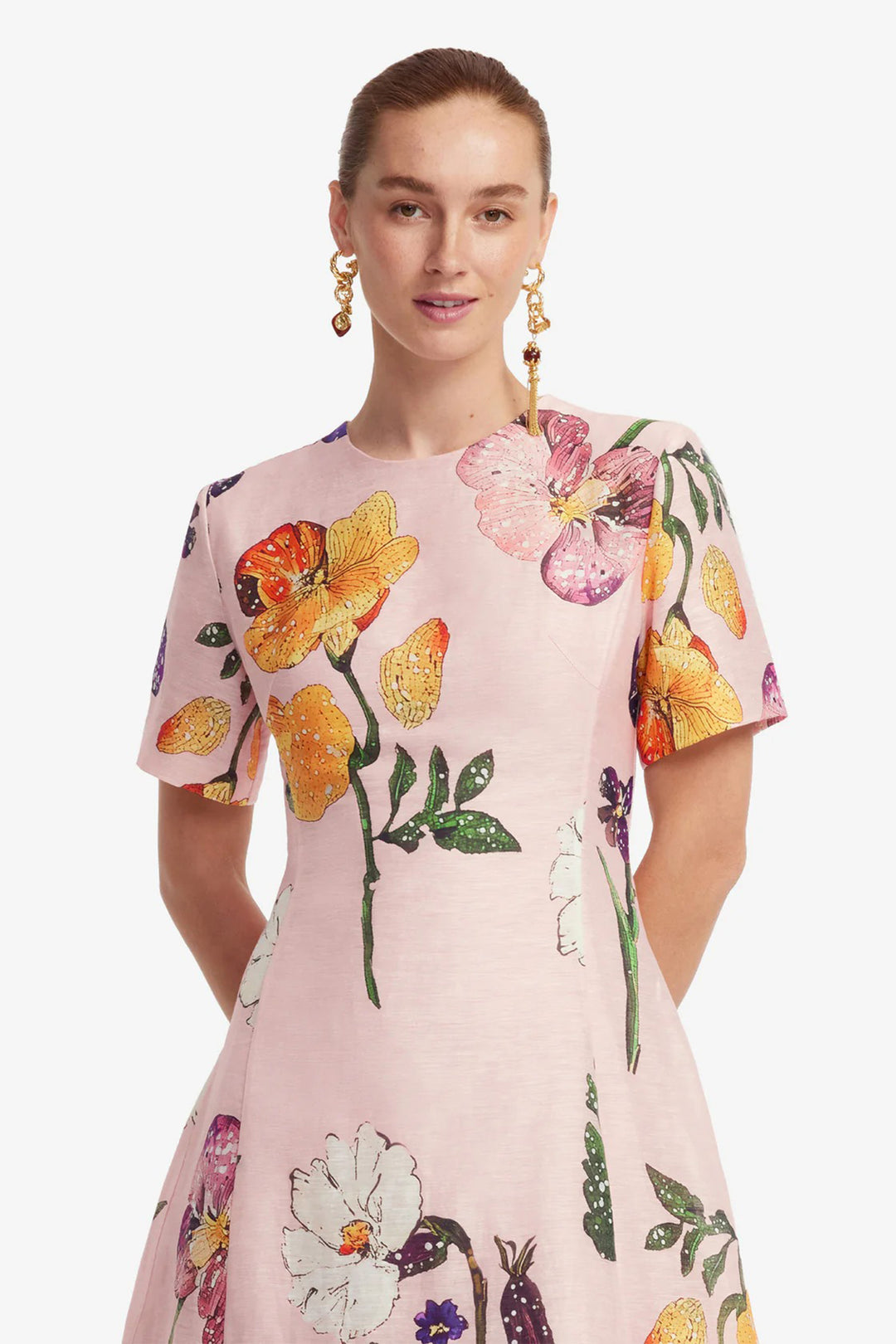 Caroline Short Sleeve Midi Dress in Wildbloom