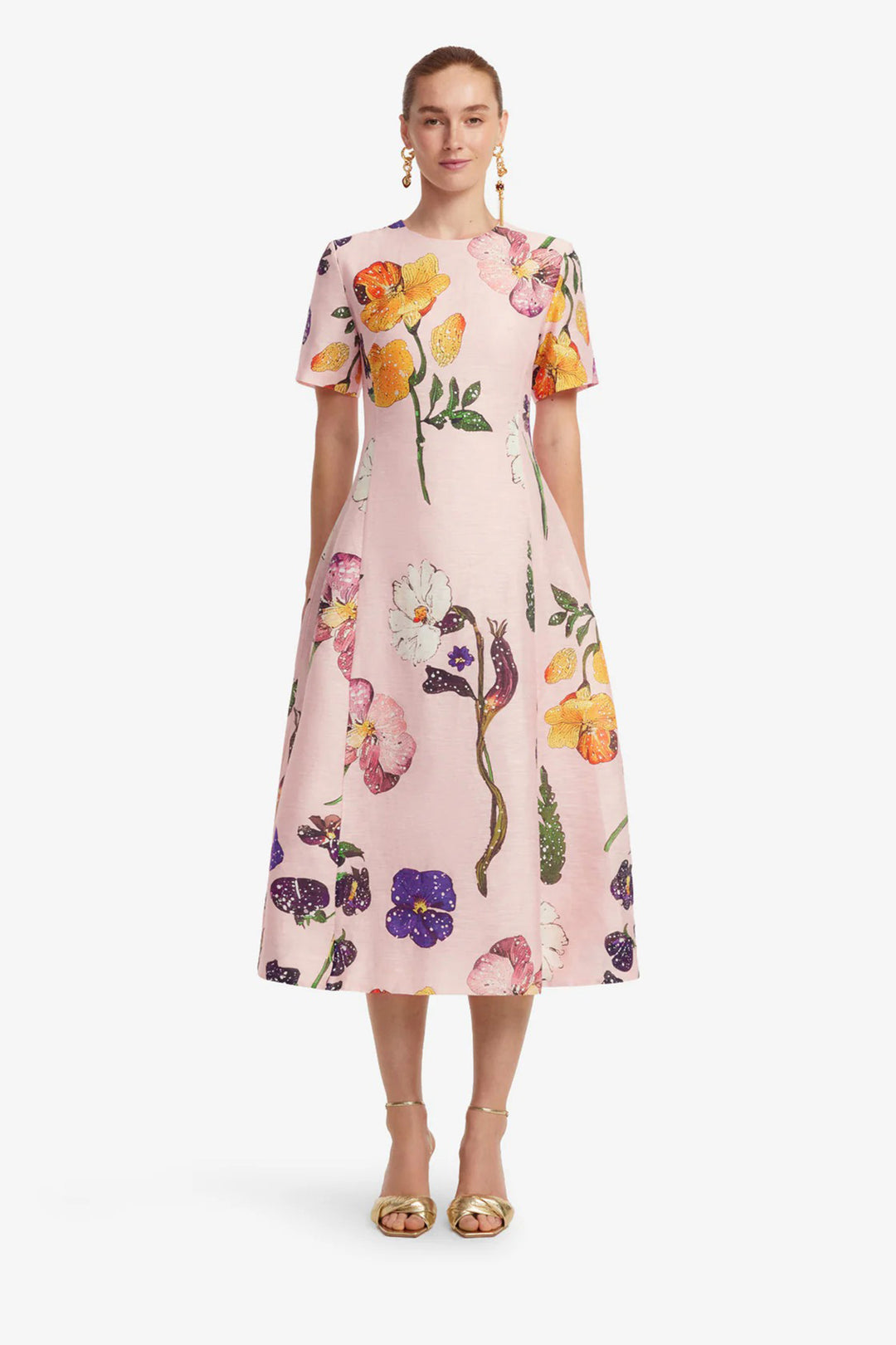 Caroline Short Sleeve Midi Dress in Wildbloom