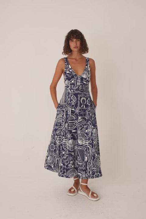 Amelie Plunged Panelled Midi Dress