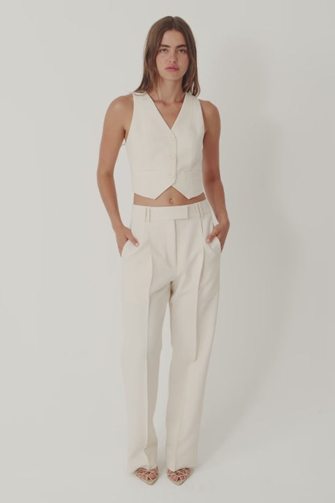 Irena Low Rise Slouch Pant in Rice