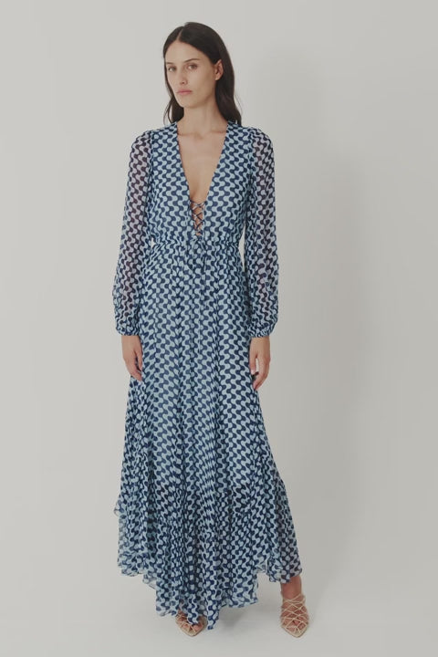 Elina Lace Front Drawstring Maxi Dress