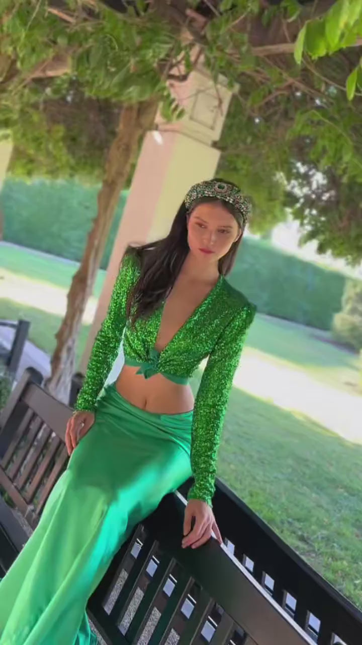 Bias Skirt in Emerald | Satin