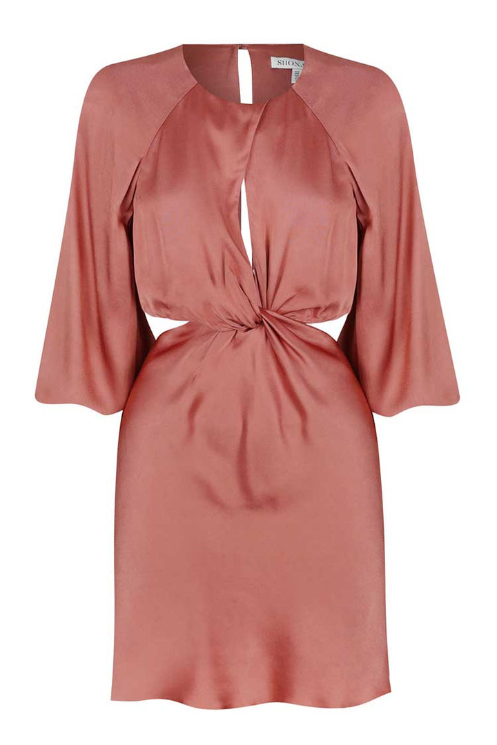 Angelica Twist Front Cut Out Mini Dress in Rouge | FINAL SALE