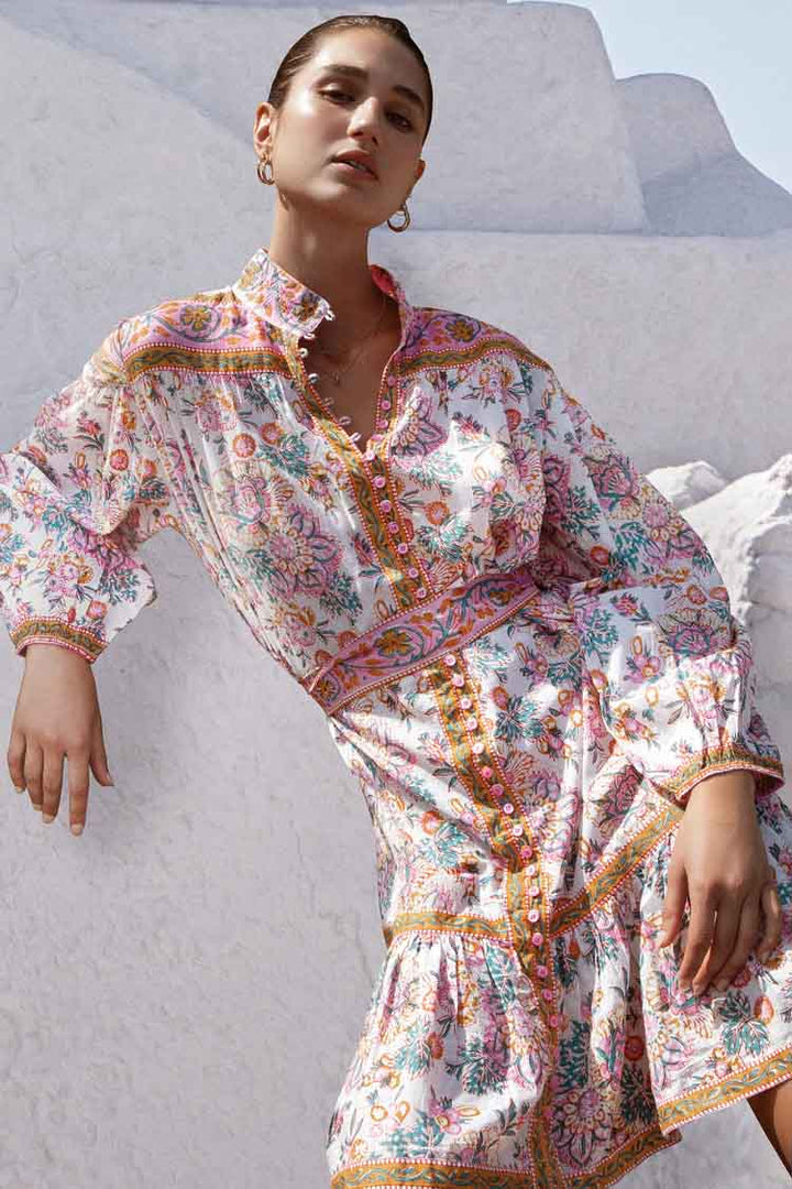 April Dress w Tie Belt in Bouquet Floral | FINAL SALE