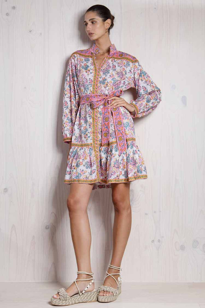 April Dress w Tie Belt in Bouquet Floral | FINAL SALE