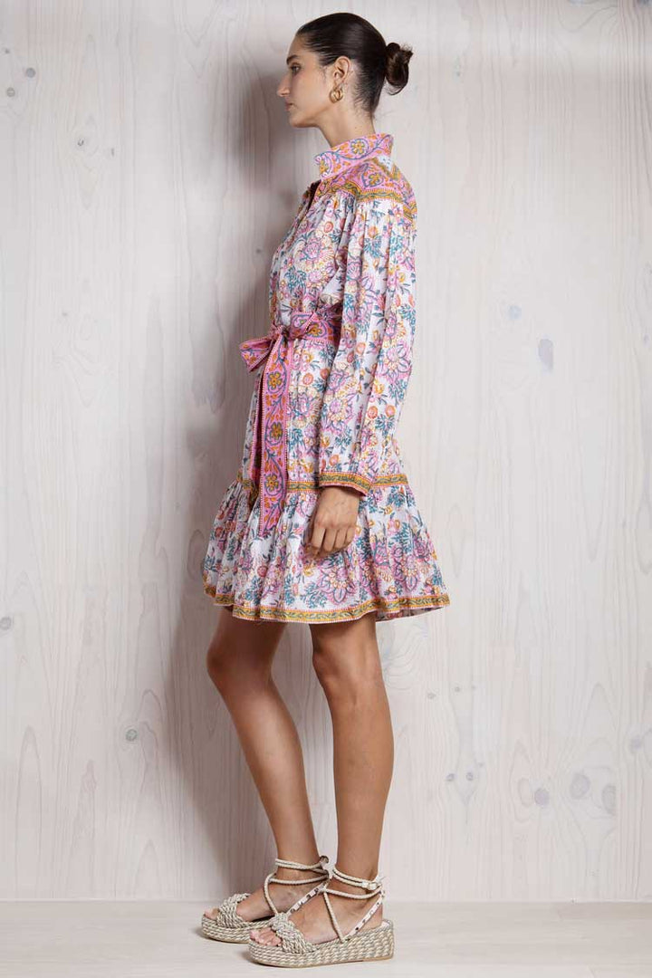 April Dress w Tie Belt in Bouquet Floral | FINAL SALE
