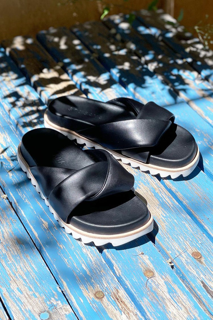 Avalyn Slide in Black Shoes Sol Sana 