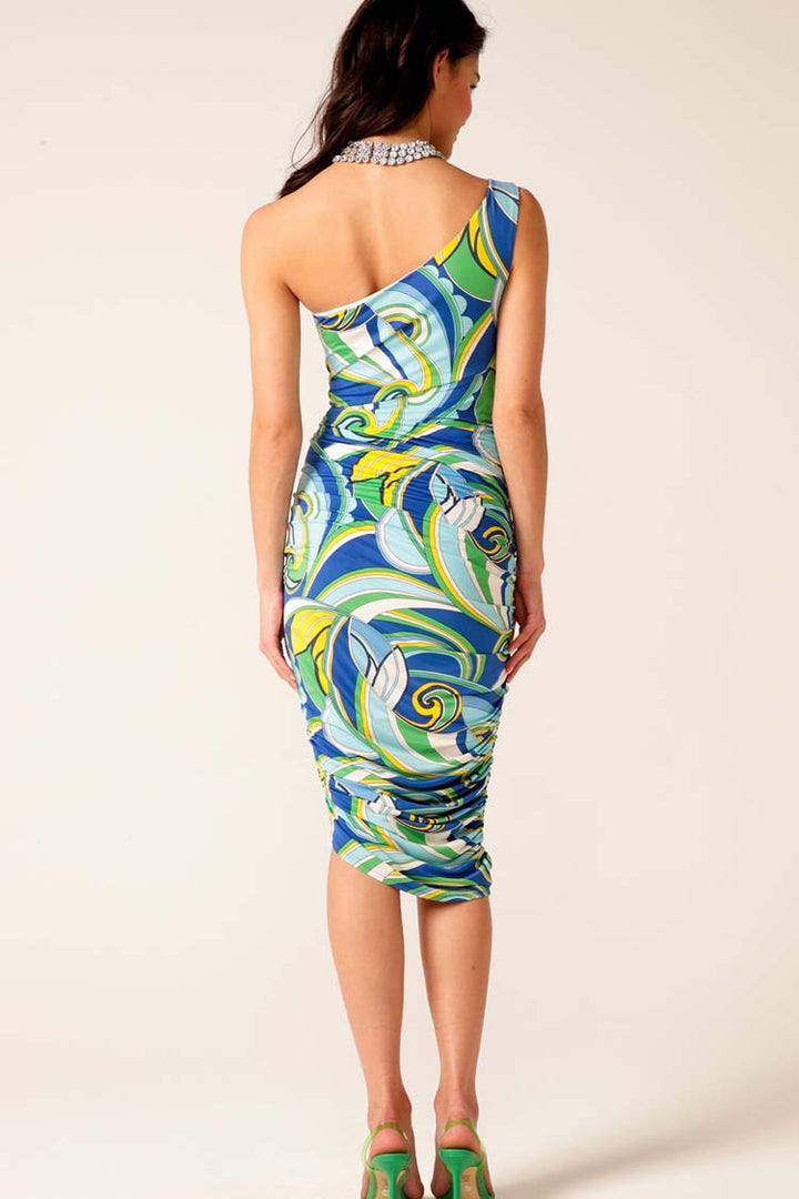 Beach Boy Blues Dress in Aqua Yellow Abstract | FINAL SALE