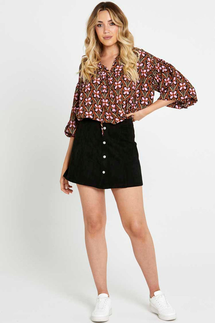 Becca High Waisted Button Skirt
