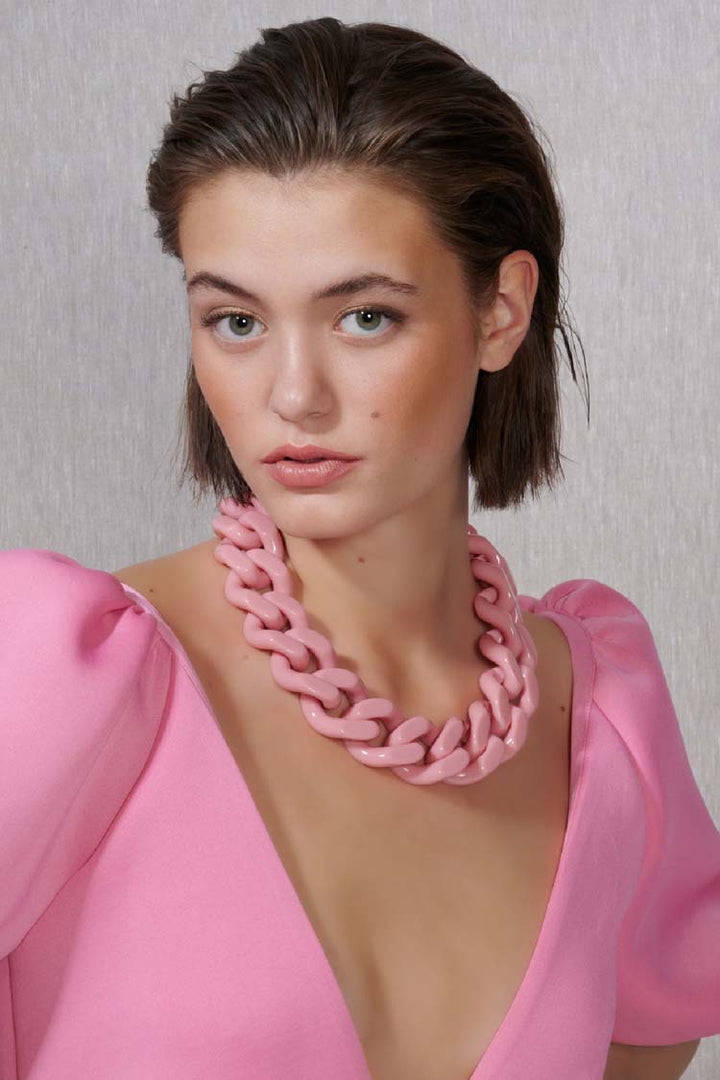 Big Flat Chain Necklace in Rose