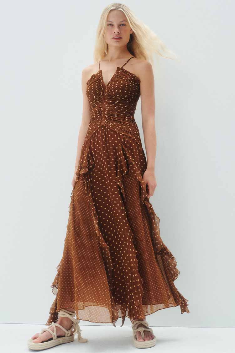 Brielle Ruched Frill Maxi Dress | FINAL SALE