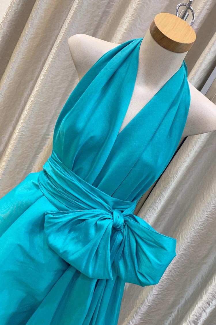 Cameo Bubble Gown in Aqua Taffeta