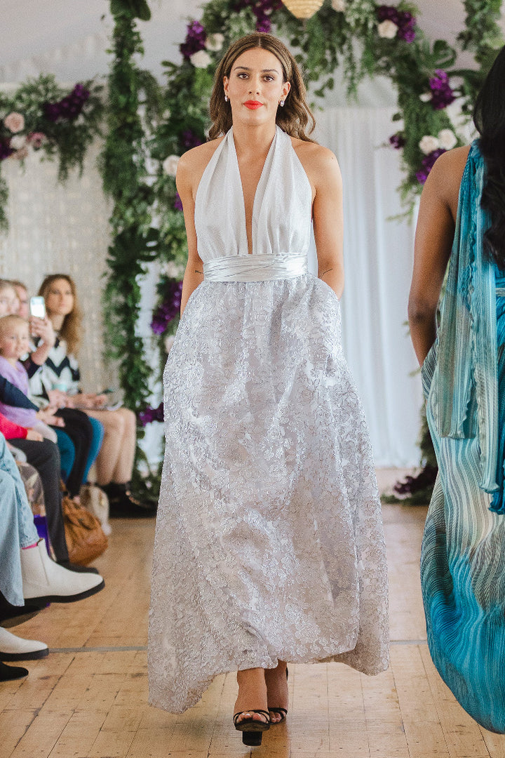 Cameo Bubble Gown in Silver Lace