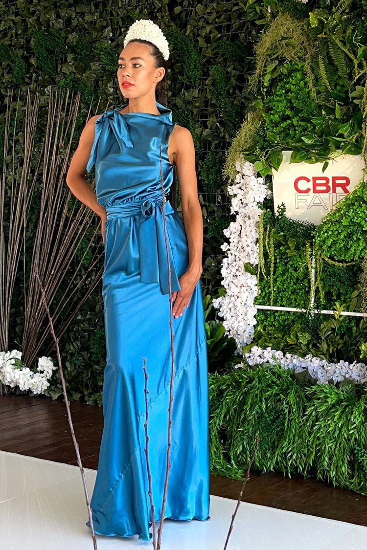 Camilla in Steel Blue Poly Dresses Lucy Laurita - Leiela 
