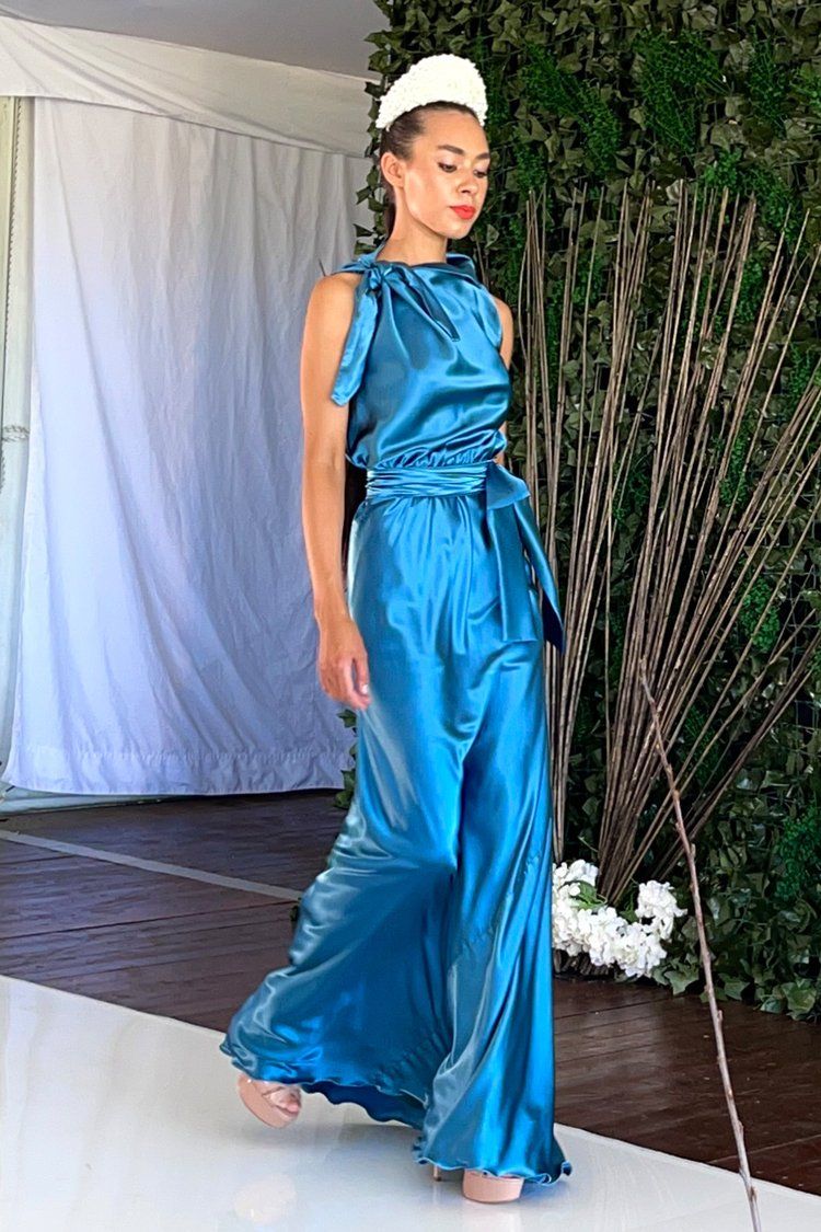 Camilla in Steel Blue Poly Dresses Lucy Laurita - Leiela 