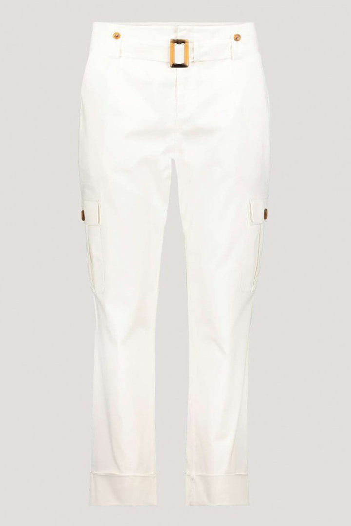Cargo Chino Pants w Belt in White Bottoms Monari 